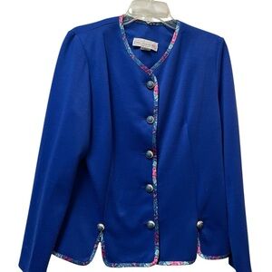 Vtg Women’s Suite Jacket Blue Size 12 Padded Shoulders Pable Connection